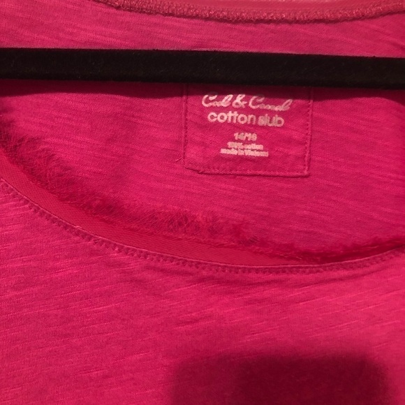 Lane Bryant size  14/16 pink fringe collar cool and casual cotton slub top - Picture 8 of 11